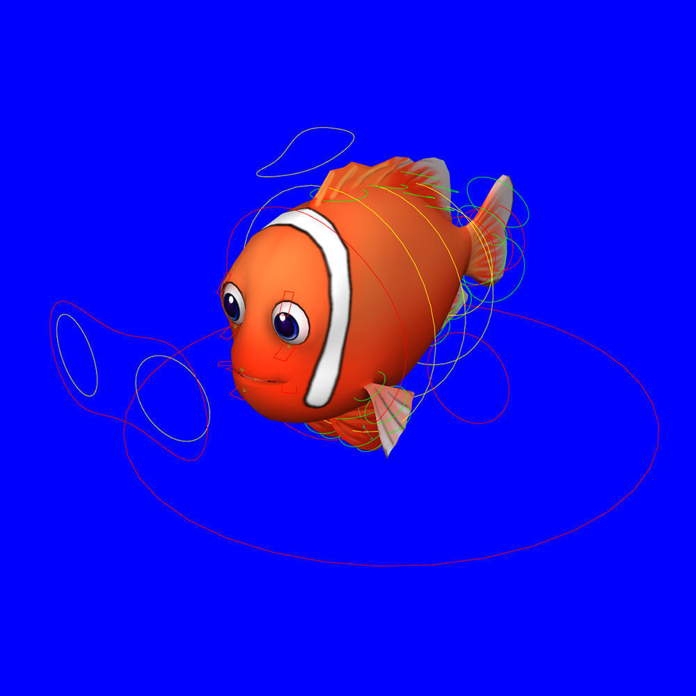 Tomato Clown Fish Cartoon  Animated Low-poly 3D model_6