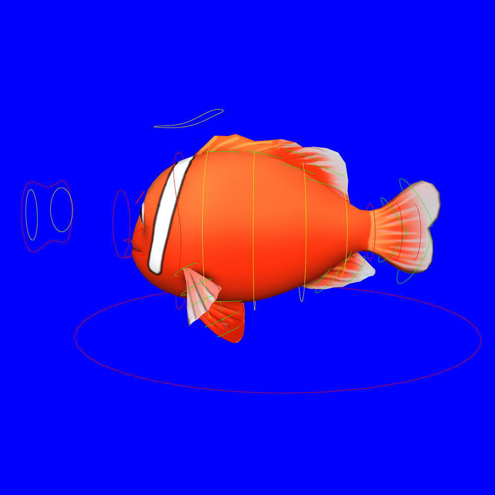 Tomato Clown Fish Cartoon  Animated Low-poly 3D model_7