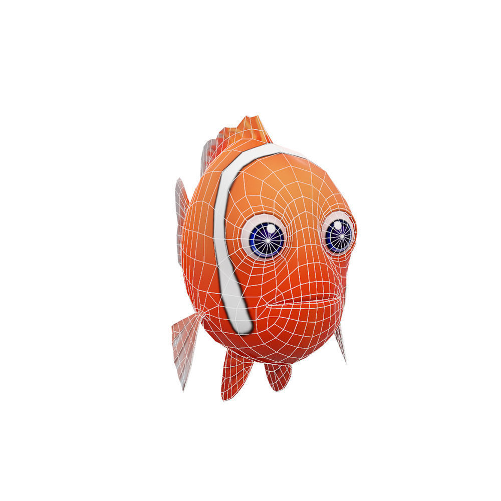 Tomato Clown Fish Cartoon  Animated Low-poly 3D model_4