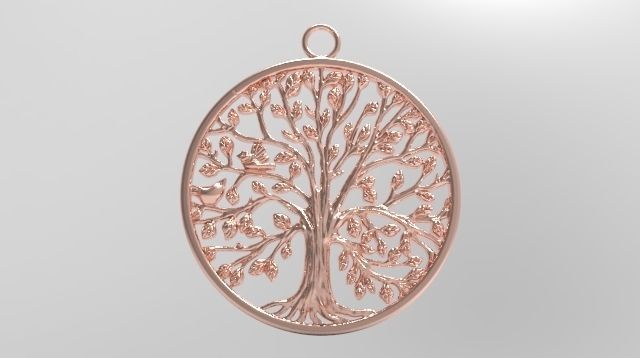 Tree of life with birds pendant 3 cm diameter 2 mm thickness 3D print model_3