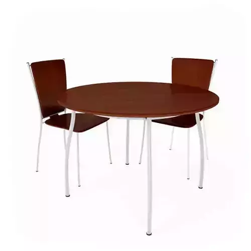 Varnished Wooden Kitchen Table With Two Chairs