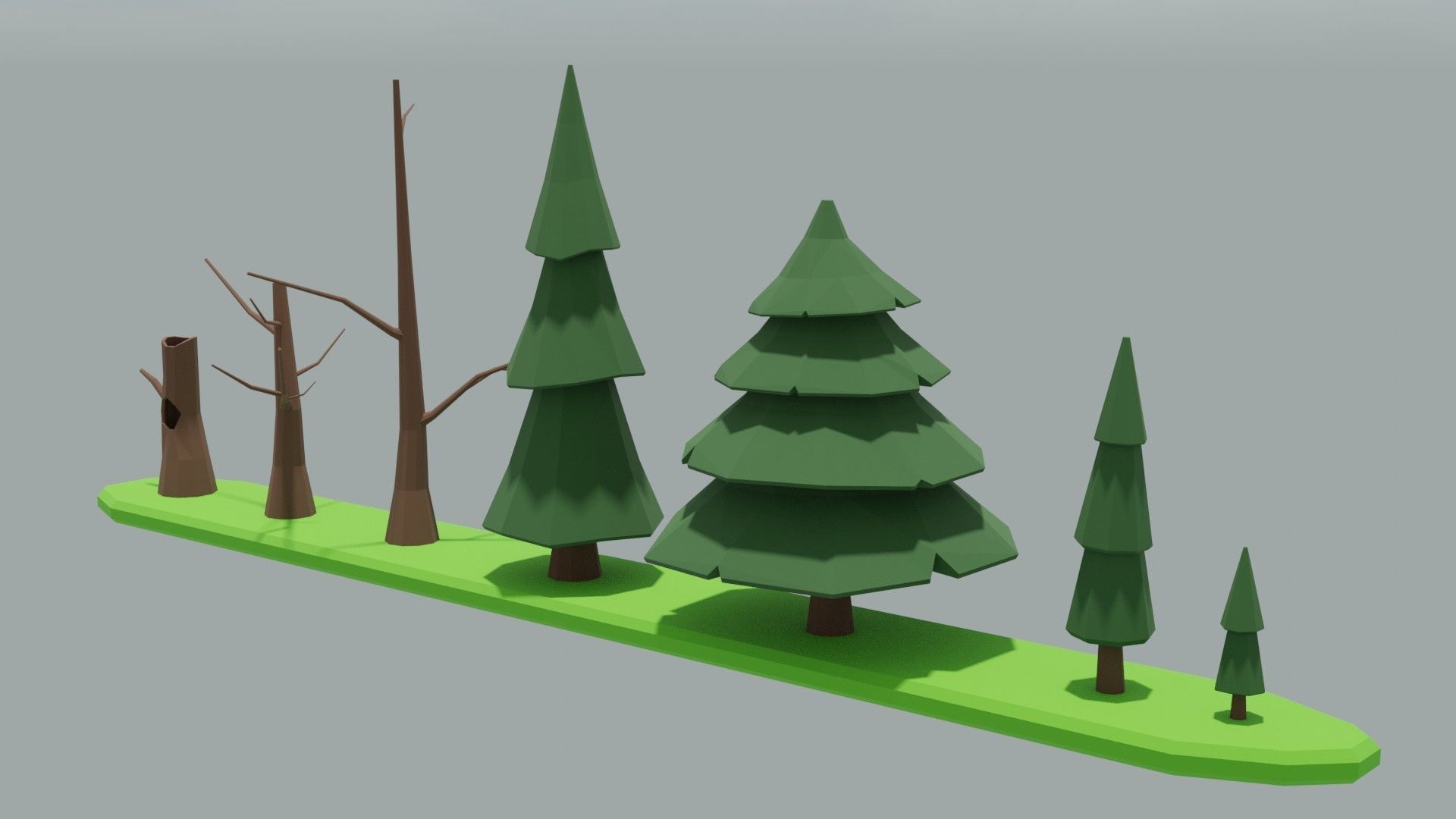 Low poly trees asset Free low-poly 3D model_2