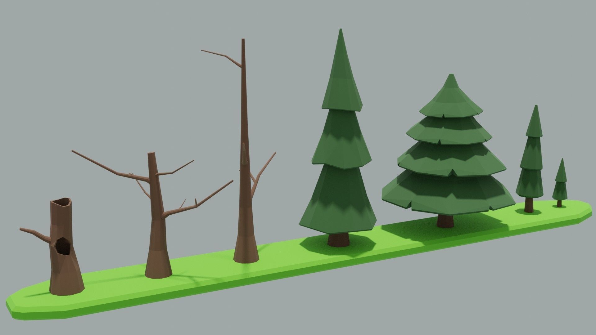 Low poly trees asset Free low-poly 3D model_1