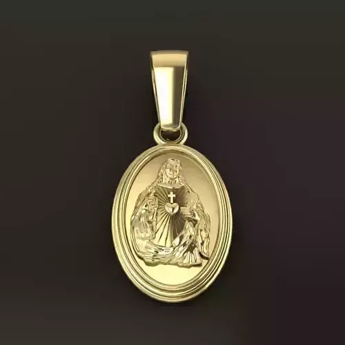 Oval Antique Jesus Christ Pendant 22mm Length