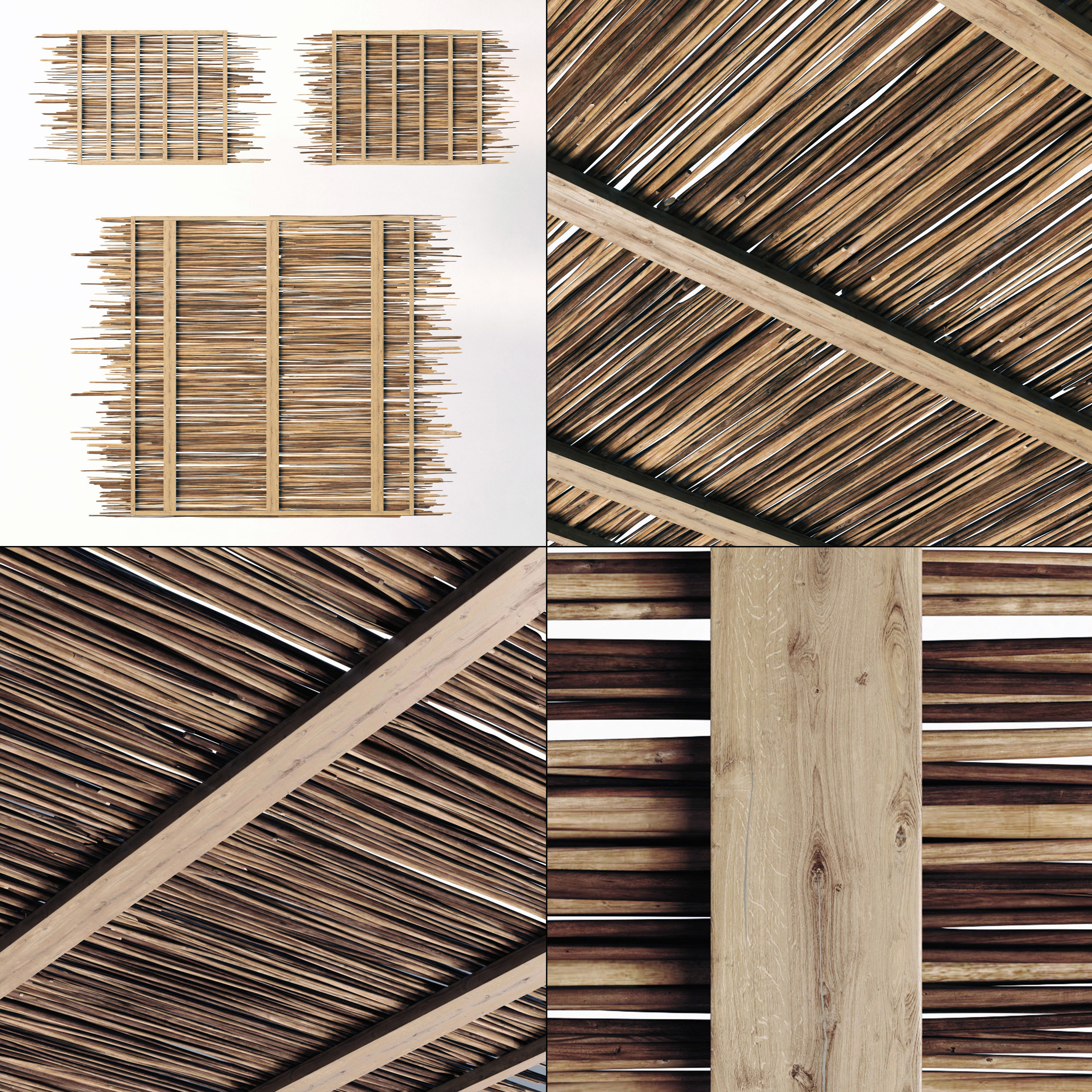 Ceiling wood sang thin branch n1 3D model_1