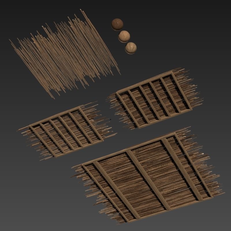 Ceiling wood sang thin branch n1 3D model_12