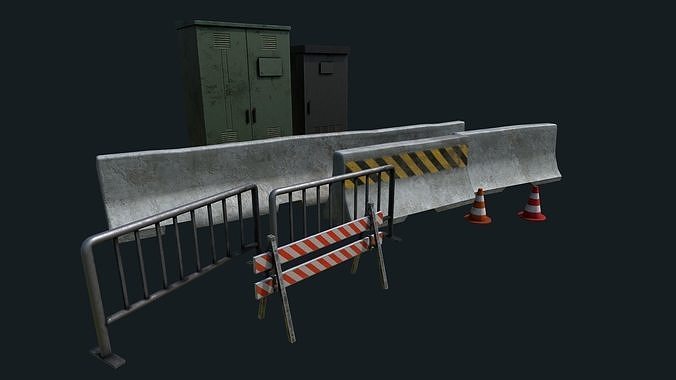 Road assets Low-poly 3D model