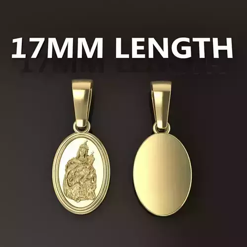 Oval Antique Mother Mary Pendant 17mm Length