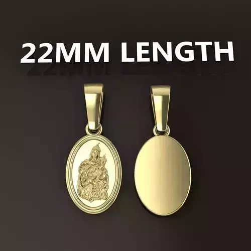 Oval Antique Mother Mary Pendant 22mm Length