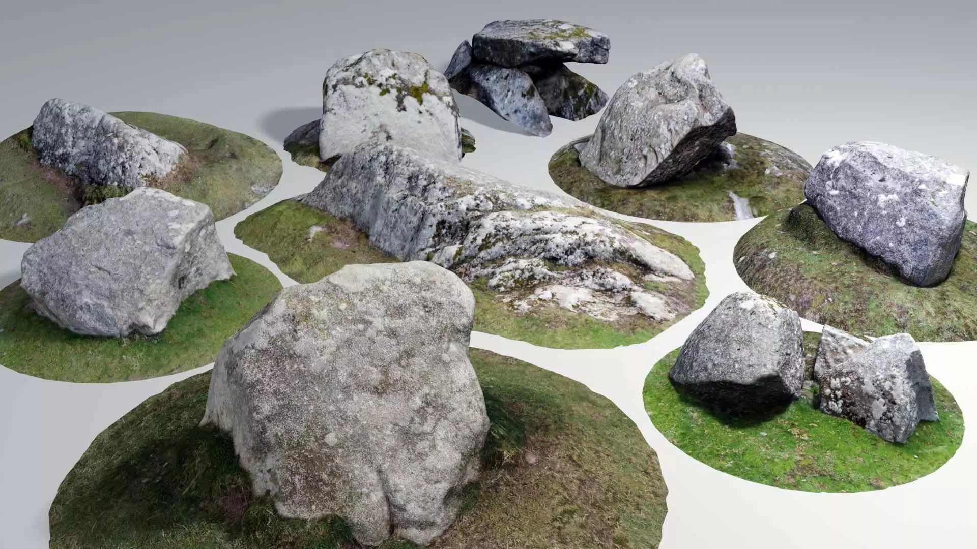 Rocks Collection Moorland Stone Boulders Low-Poly Photo-Scanned Low-poly 3D model