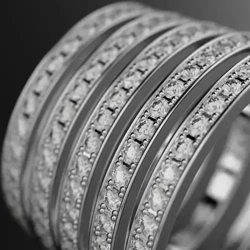 Set of female rings Bend pave 3D print model
