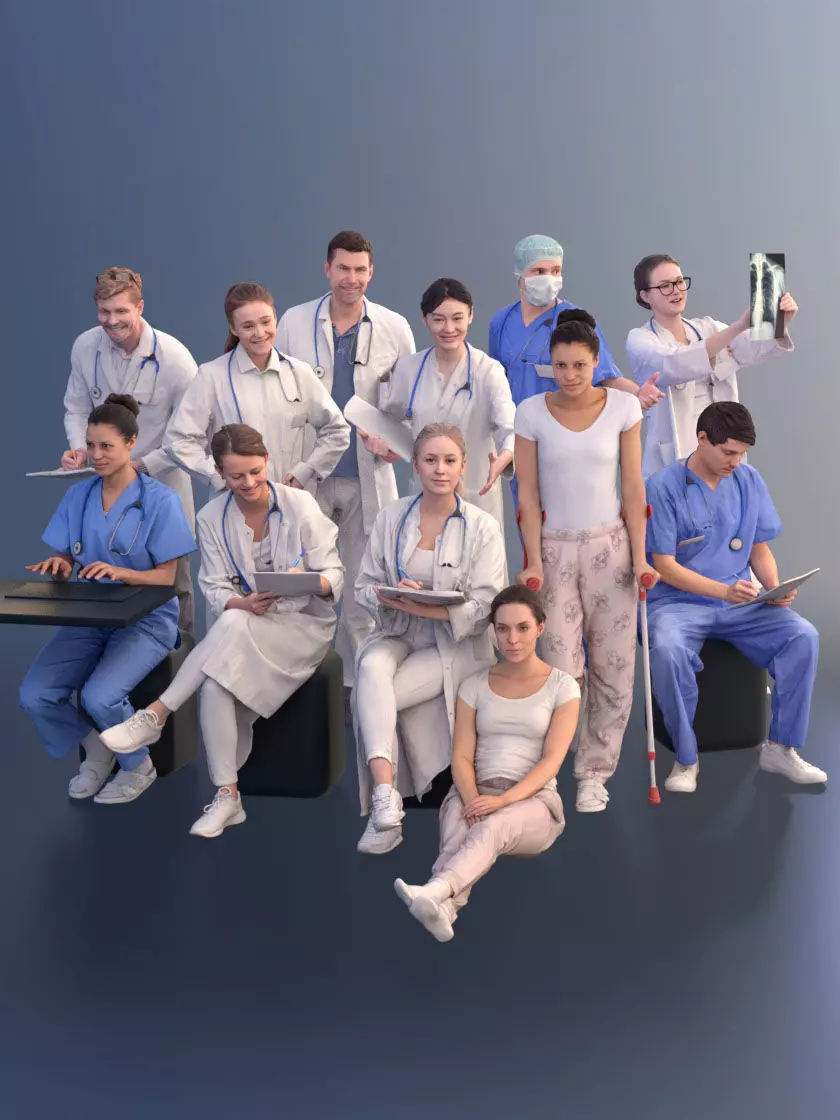 1009 - Medical Bundle Doctors Nurses Patients Hospital Staff 3D Model Collection_0