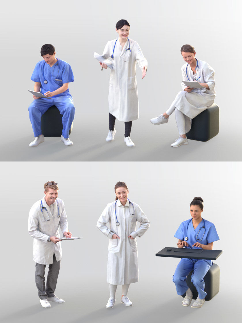 1009 - Medical Bundle Doctors Nurses Patients Hospital Staff 3D Model Collection_3