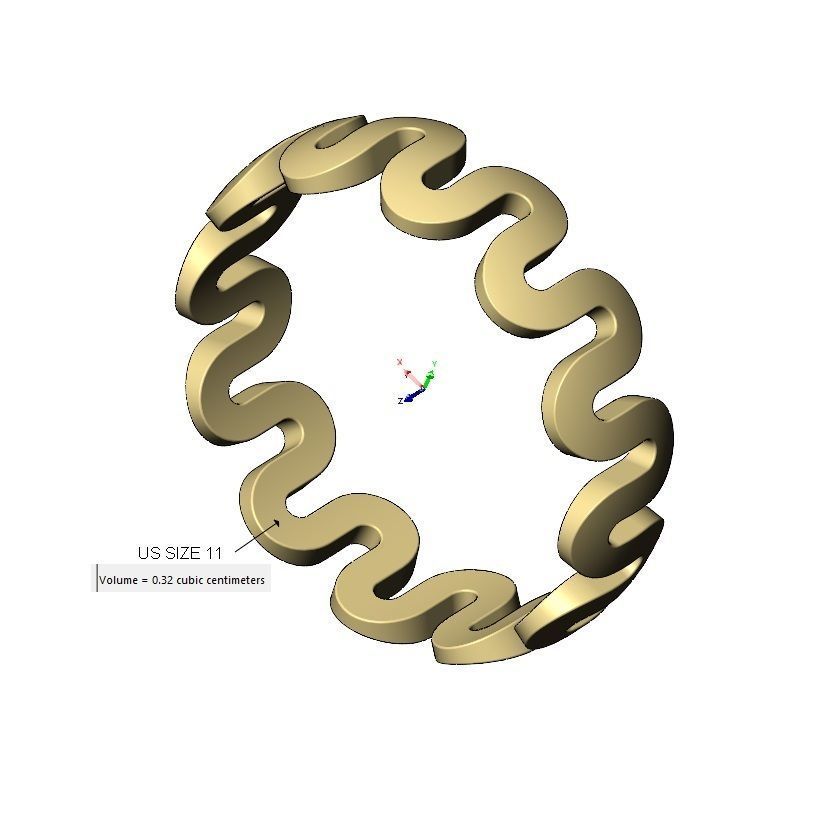 Chunky rounded serpentine pattern band US size 4to13 3D print model_15