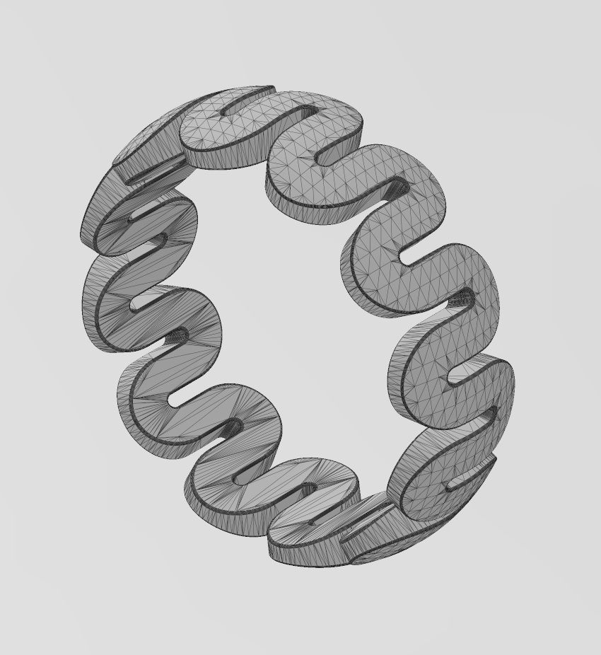 Chunky rounded serpentine pattern band US size 4to13 3D print model_12