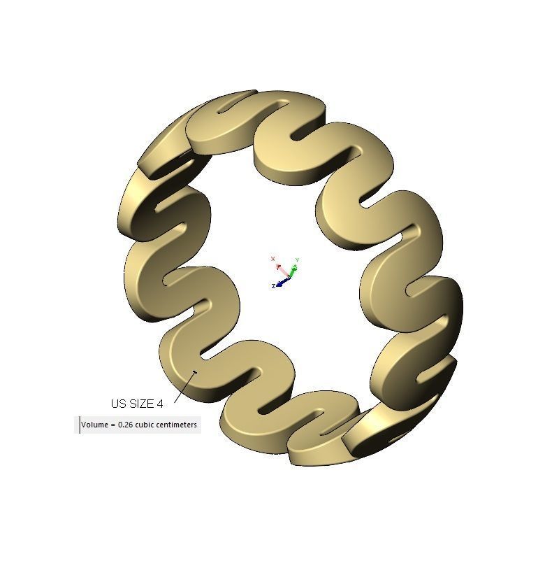 Chunky rounded serpentine pattern band US size 4to13 3D print model_14