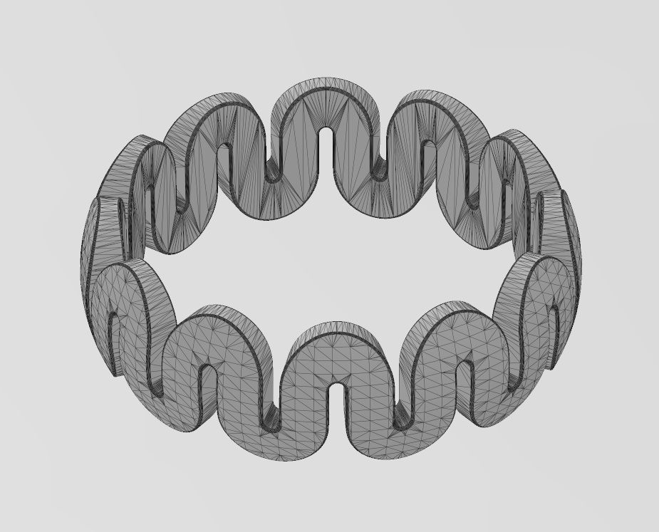 Chunky rounded serpentine pattern band US size 4to13 3D print model_13