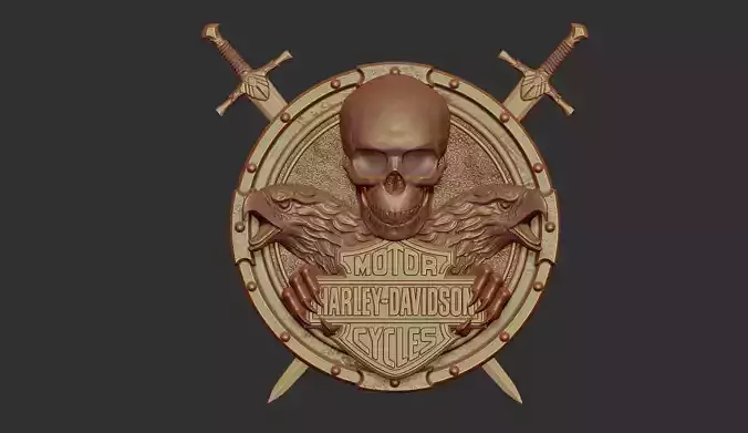 Harley Davidson Bas Relief stl model for cnc and 3d printer