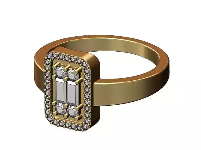 Rectangular tag diamond and baguette cluster ring