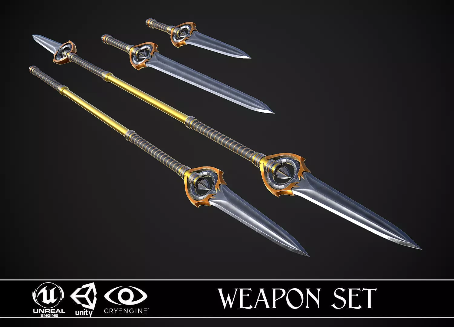 Melee Weapon Set A7 3D Model Collection_0