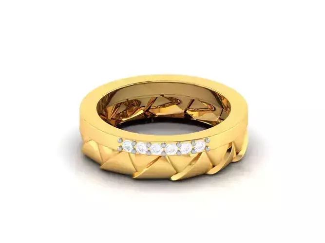 Band-ring diamond band ring gold