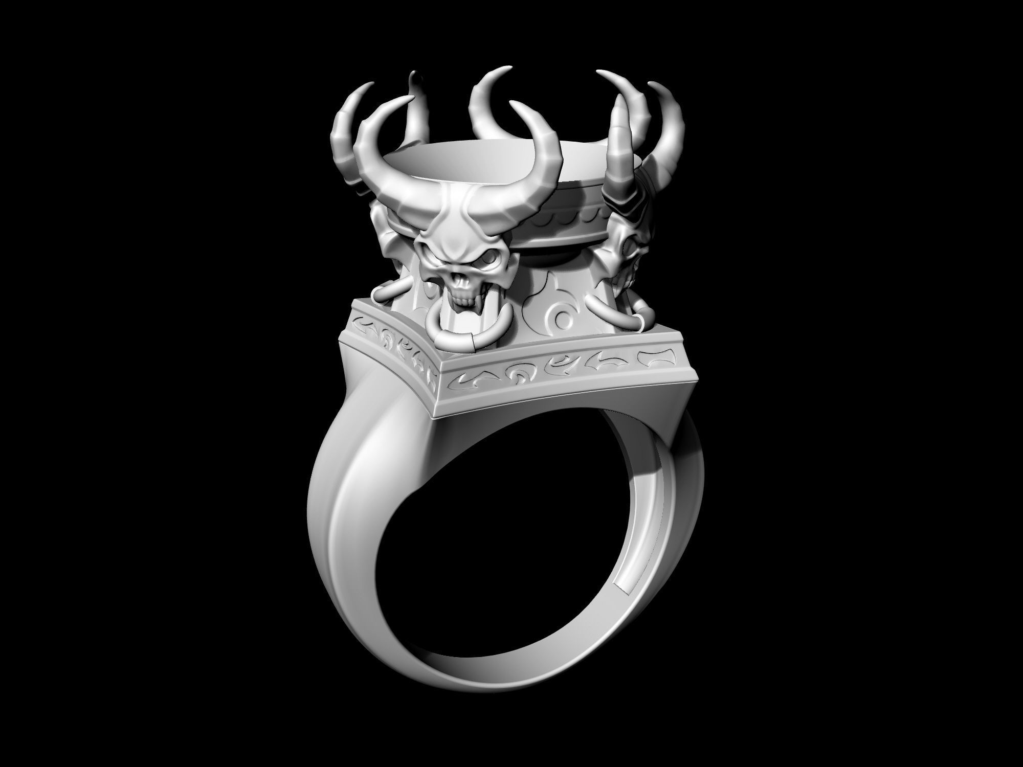 Skulls from the hell-Ring 3D print model_10