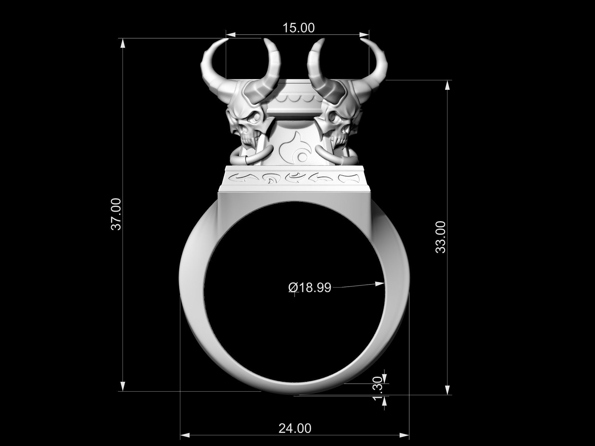 Skulls from the hell-Ring 3D print model_16