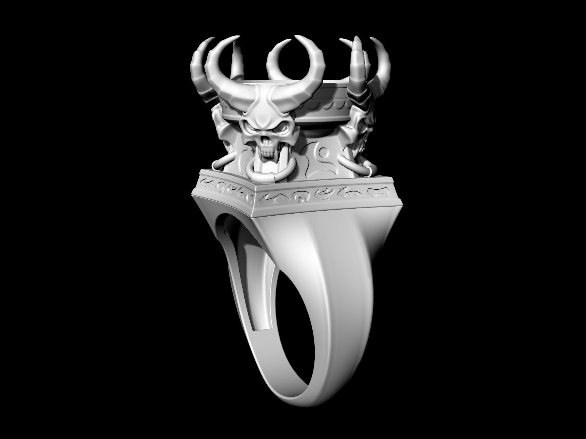 Skulls from the hell-Ring 3D print model_14