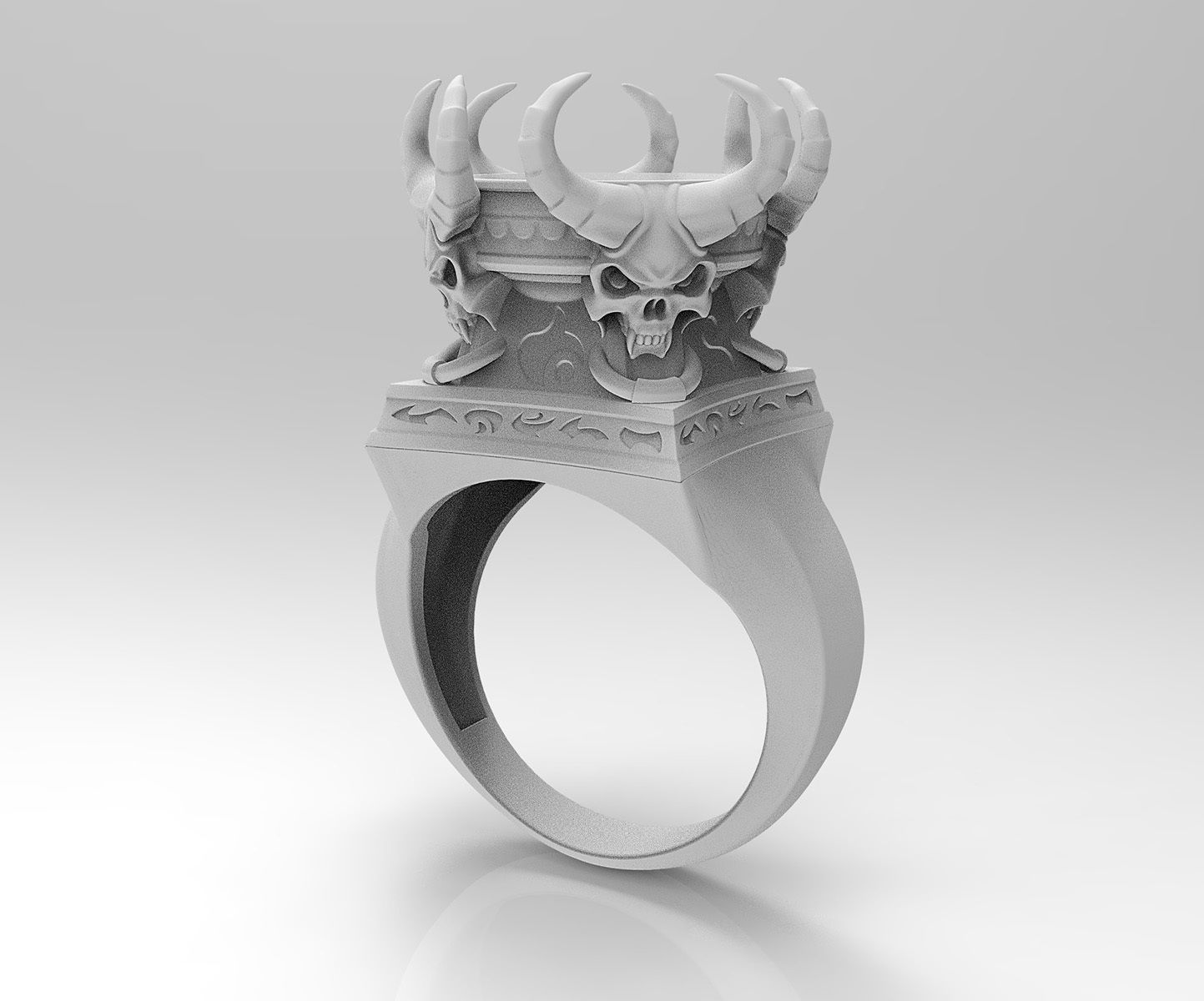 Skulls from the hell-Ring 3D print model_1