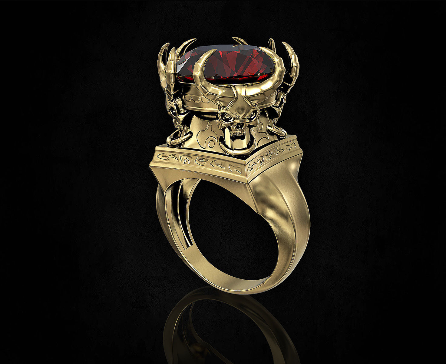 Skulls from the hell-Ring 3D print model_2