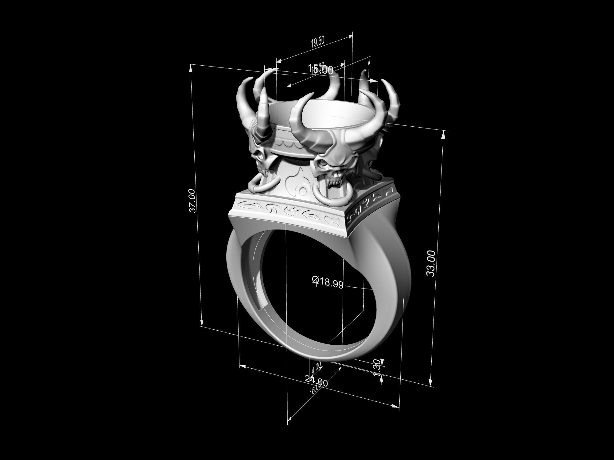 Skulls from the hell-Ring 3D print model_18