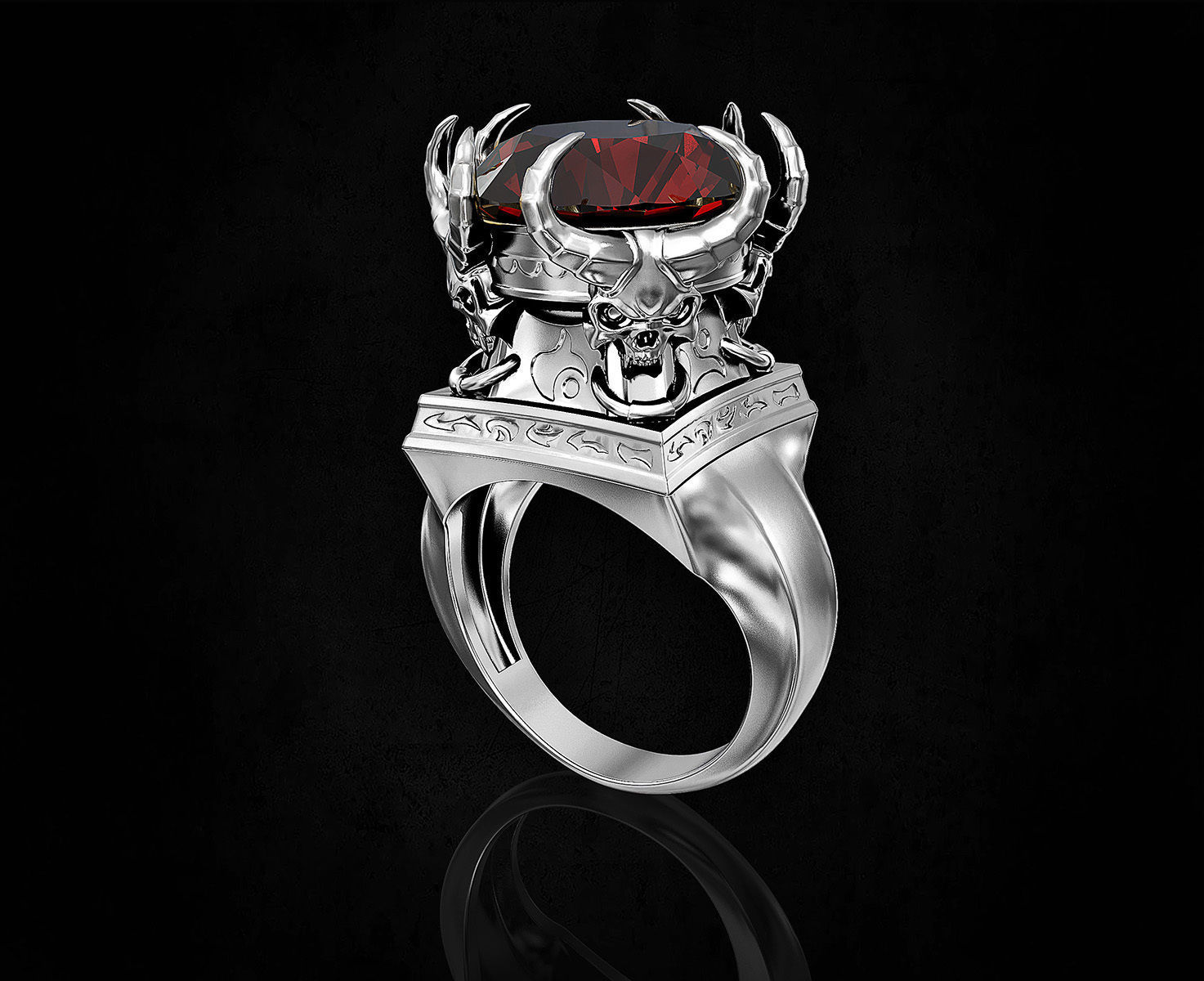 Skulls from the hell-Ring 3D print model_3