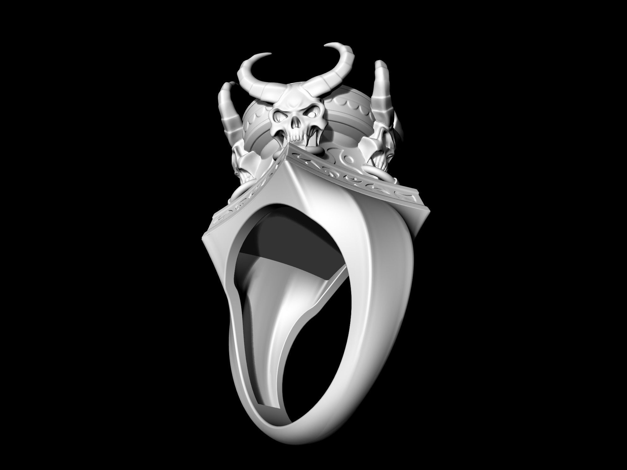 Skulls from the hell-Ring 3D print model_15