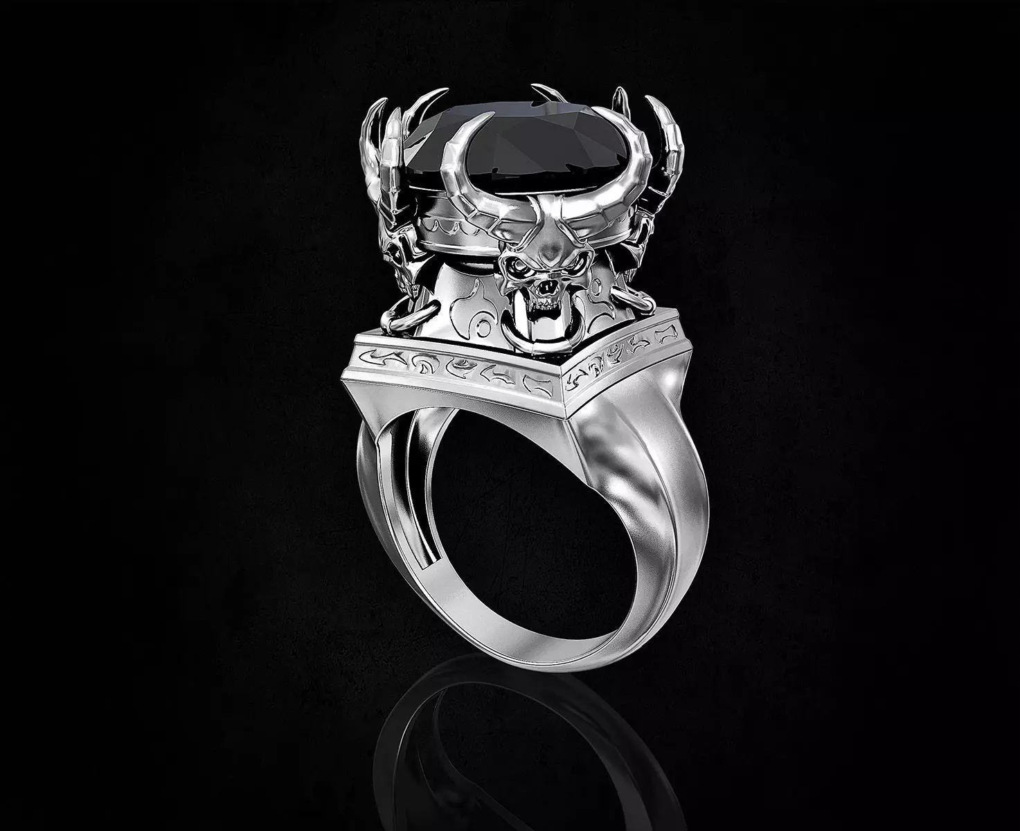 Skulls from the hell-Ring 3D print model_0