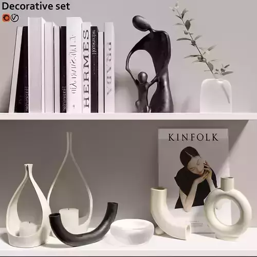 Decorative set with books and vases