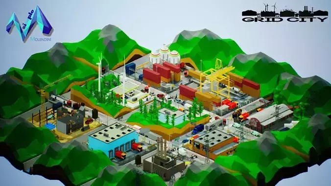 Low Poly City by Molendini Low-poly 3D model