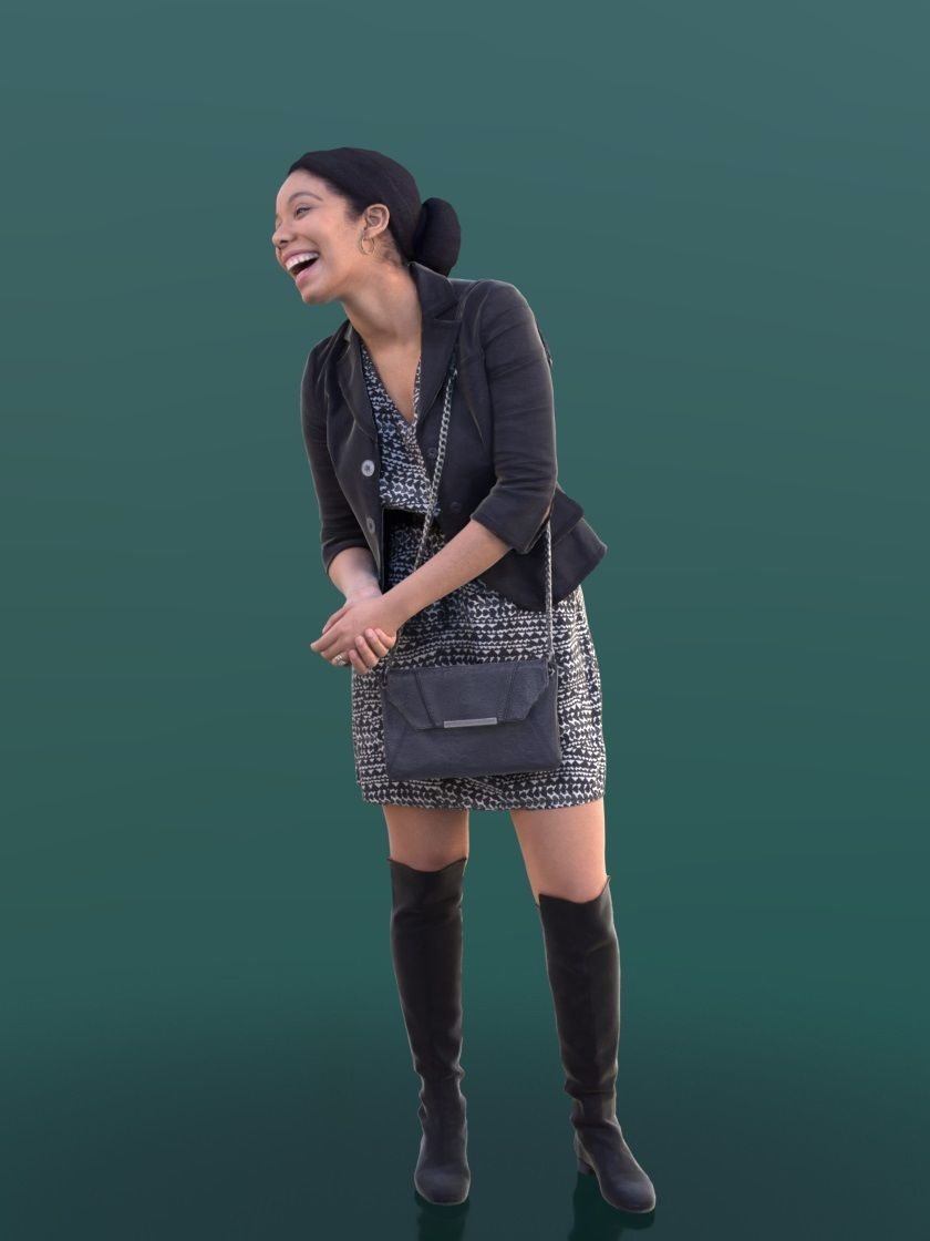 Yanelle 10383 - Black Girl standing shopping laughing 3D model_3