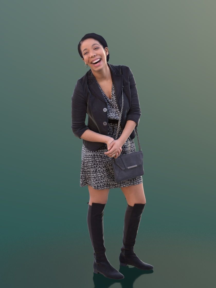 Yanelle 10383 - Black Girl standing shopping laughing 3D model_2