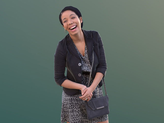 Yanelle 10383 - Black Girl standing shopping laughing  3D model