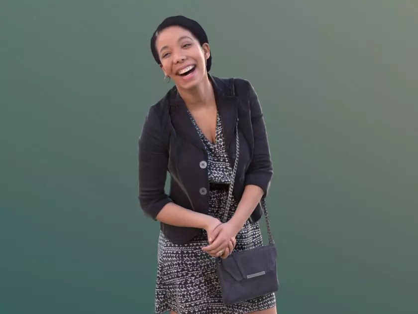 Yanelle 10383 - Black Girl standing shopping laughing 3D model_0