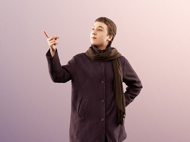 Alexa 11500 - Young Woman In Coat Walking And Pointing Up 3D model