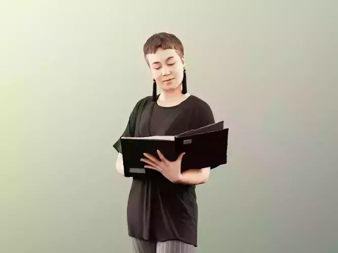 Alexa 11502 - Young Business Woman Reading In Folder