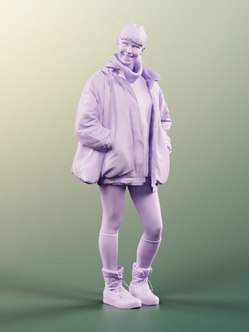 Alyssa 11522 - Young Woman Standing And Smiling With Bag 3D model_4