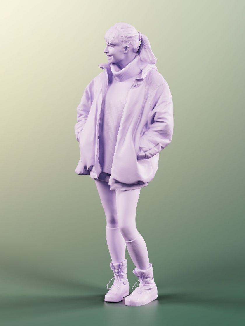 Alyssa 11522 - Young Woman Standing And Smiling With Bag 3D model_5