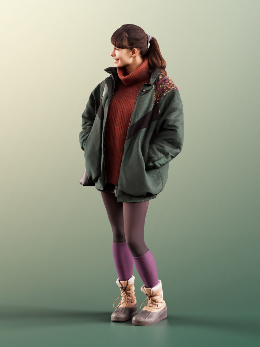 Alyssa 11522 - Young Woman Standing And Smiling With Bag 3D model_3