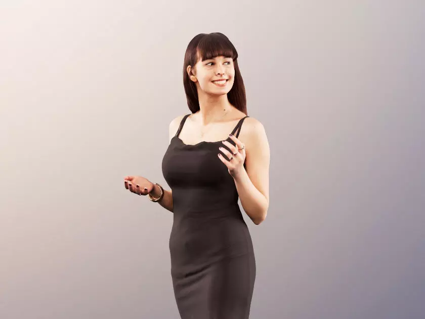 Alyssa 11533 - Woman In Evening Gown Talking And Gesturing 3D model