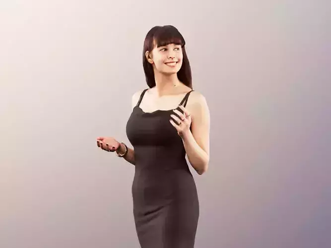 Alyssa 11533 - Woman In Evening Gown Talking And Gesturing 