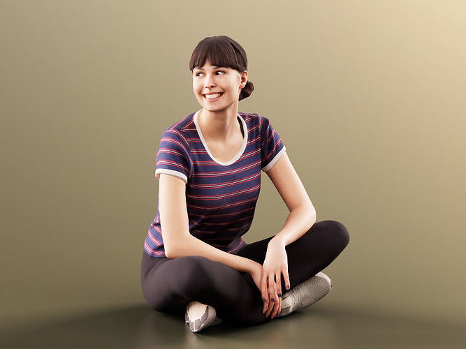 Alyssa 11535 - Smiling Young Woman Sitting On The Ground 3D model