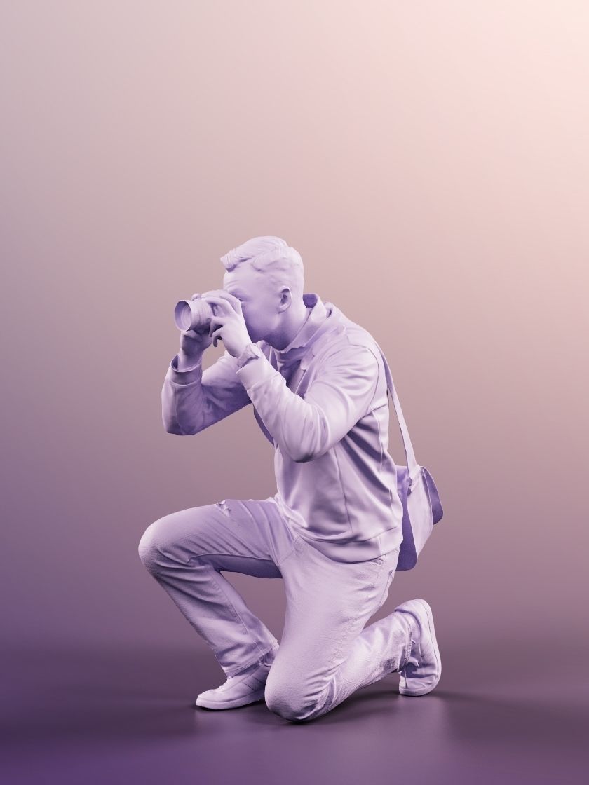 Nick 11541 - Man On His Knees Taking Photo With Camera 3D model_4