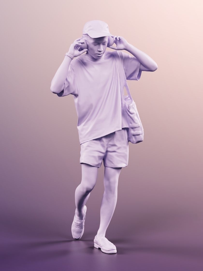 Ajay 11562 - Asian Man Walking Casually With Headphones  3D model_4